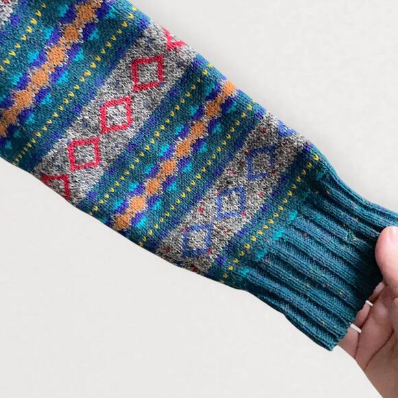 80s Fair Isle Wool Grandpacore Sweater Heritage Apres Ski Grunge Cabincore M - Picture 7 of 12